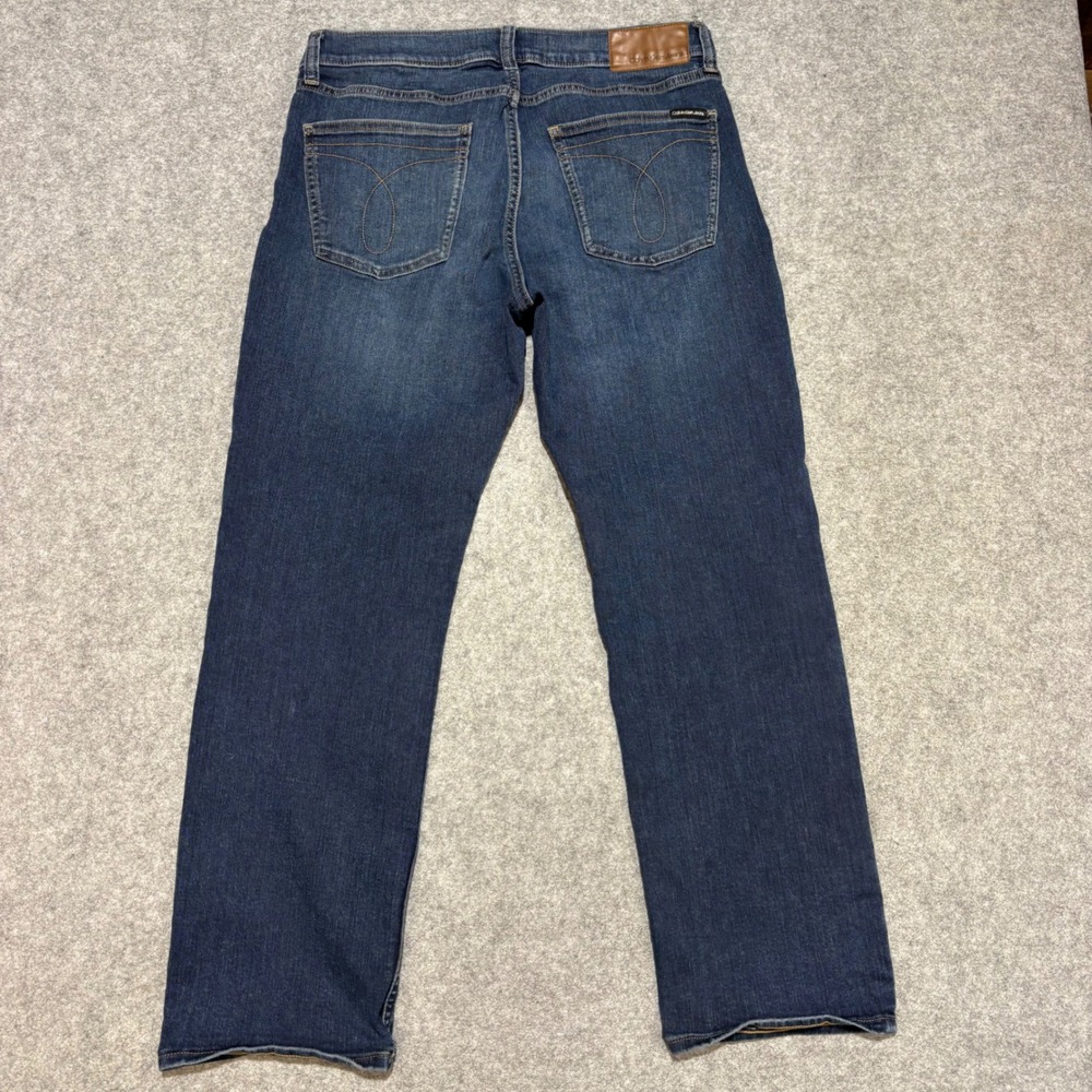 Calvin Klein Jeans Mens 34x30 Straight Leg Dark Wash Blue Denim Pants 0545